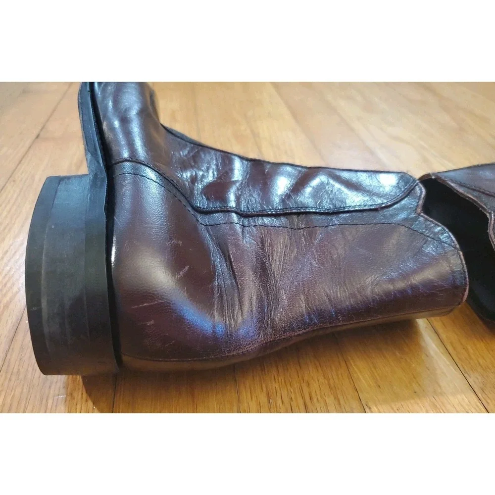 Florsheim Mens Burgundy Leather Side Zip Ankle Boots Square Toe 10.5 D 11087-05